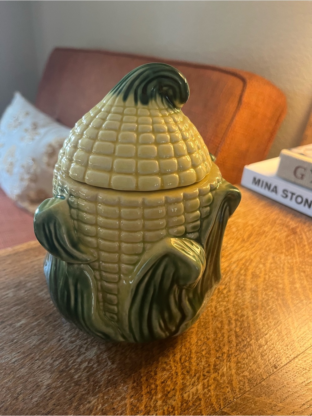Vintage Stanford Ware Pottery Ceramic Corn Small Canister Jar 6" #510